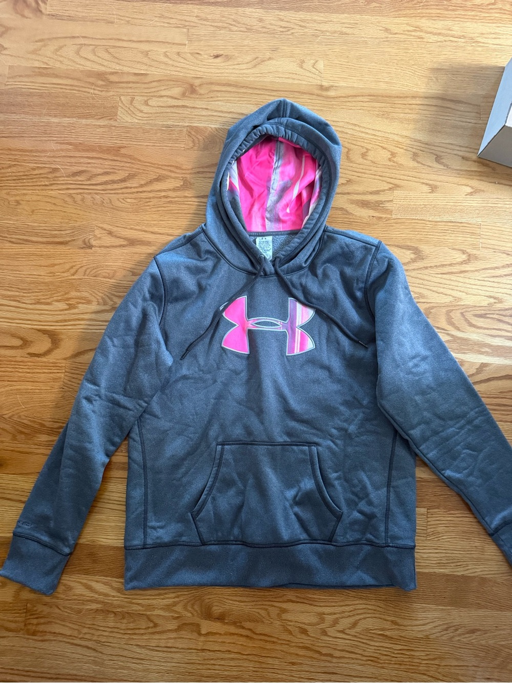Under Armour Gray Hoodie with Pink Logo and Lined Hood